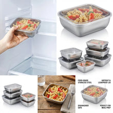 5-Piece Stainless Steel Food Storage Container Set – Stackable Meal Prep Lunch Boxes with Clear Lids
