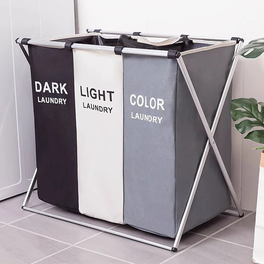 Large capacity foldable sorting laundry basket
