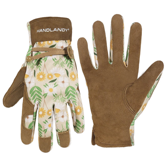 HANDLANDY Gardening Gloves for Women – Breathable Leather Gloves, Perfect Gift for Gardeners