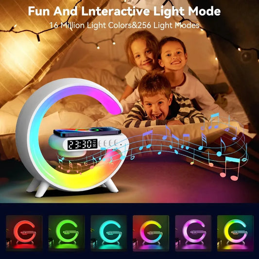 Multifunction Wireless Charger Stand with Bluetooth Speaker & RGB Night Light