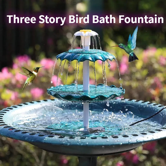Three-Layer Solar Fountain with 3.5W Pump – DIY Bird Bath