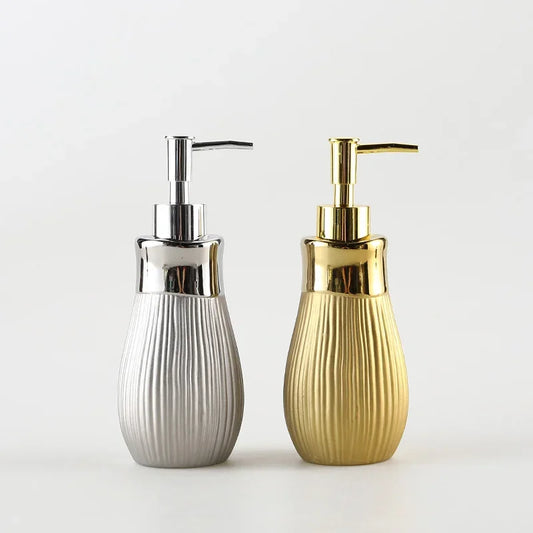 Silver-Plated Ceramic Soap Dispenser